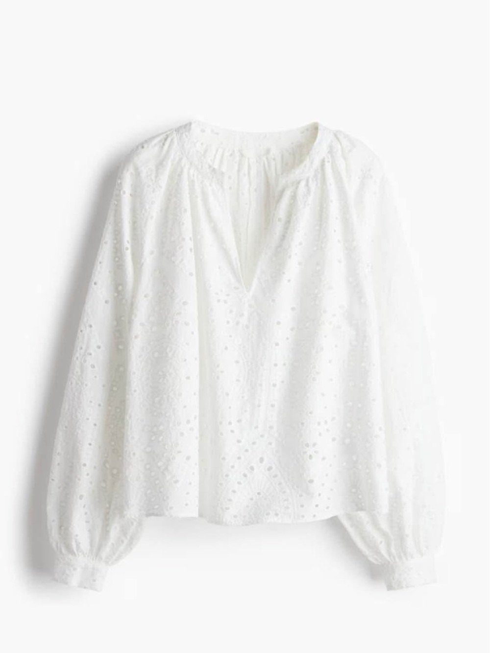 Women's White Eyelet Peasant Blouse